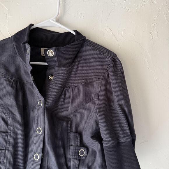 JoJo Jacket Y2k XL Cropped Button Up 3/4 Sleeve Ribbed Pockets Retro Going Out - Picture 2 of 8